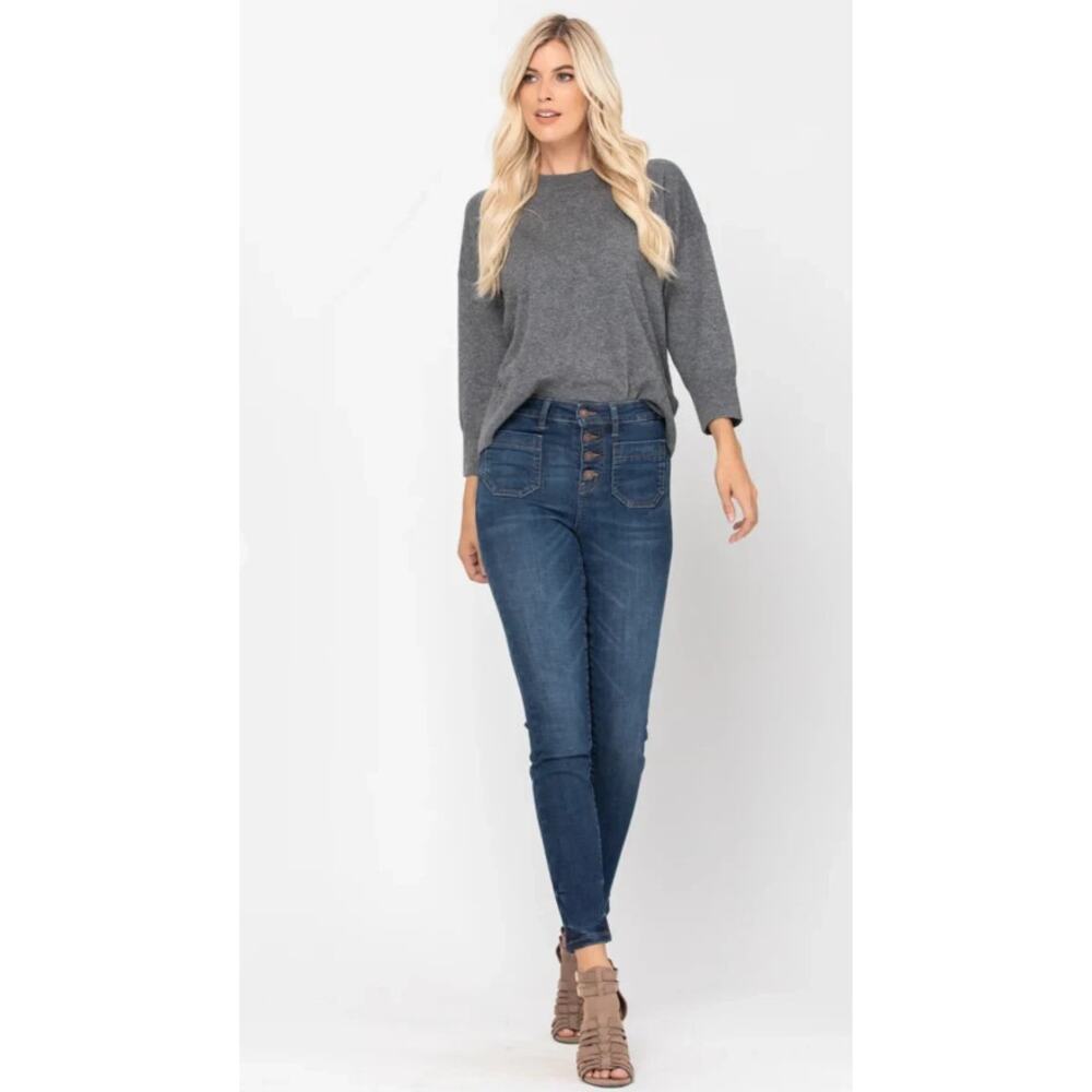 Judy‎ Blue High Waisted Button Fly Skinny Fit Jeans Blue Size 31